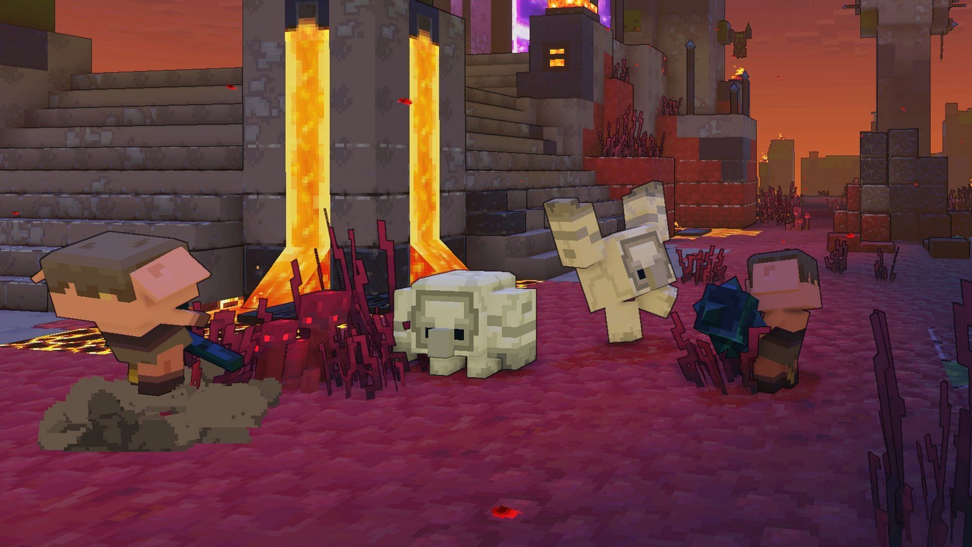 Cobblestone golems battle piglins in Minecraft Legends (Image via Mojang)