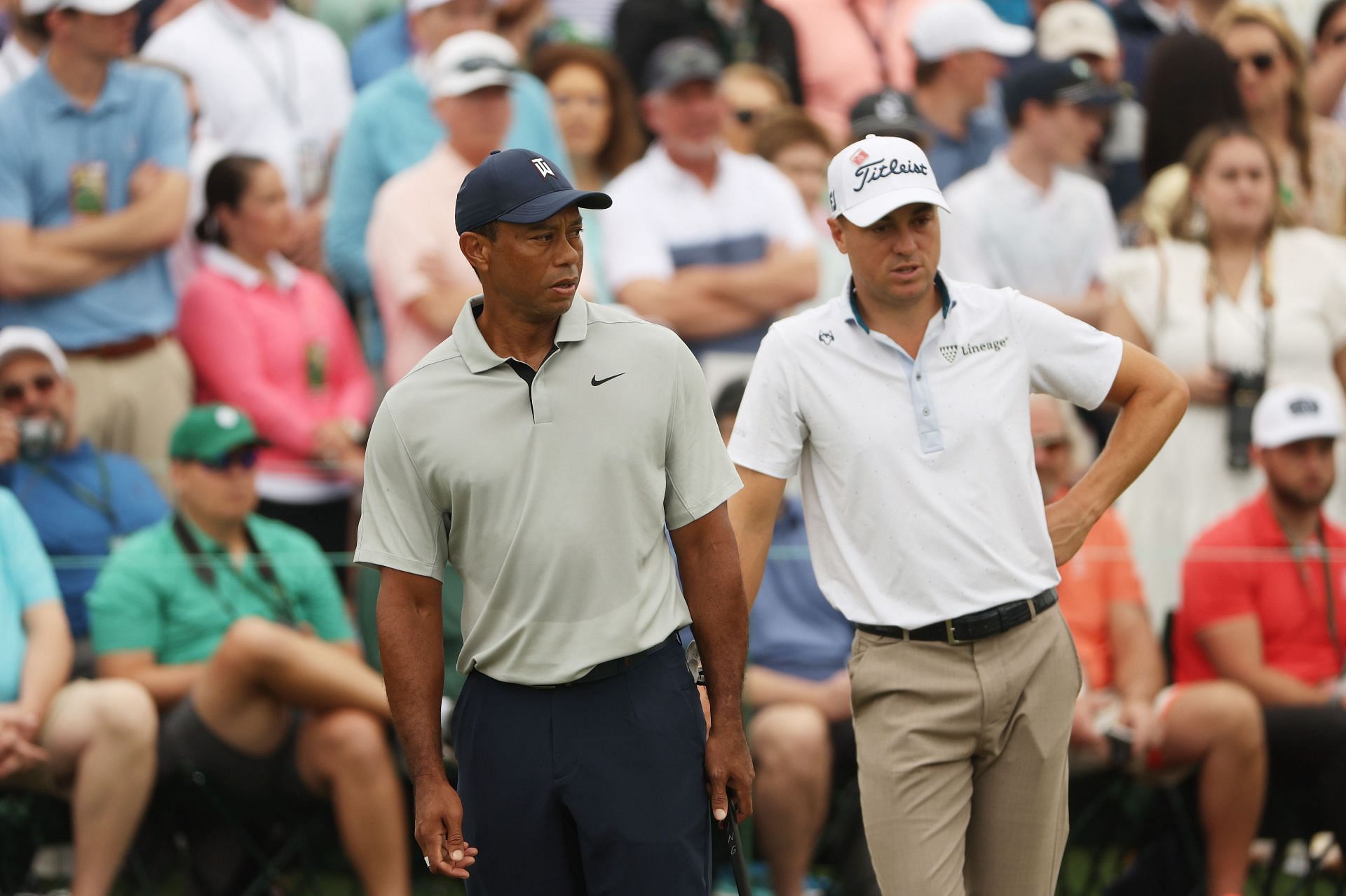 Tiger Woods practices with Justin Thomas at Augusta National