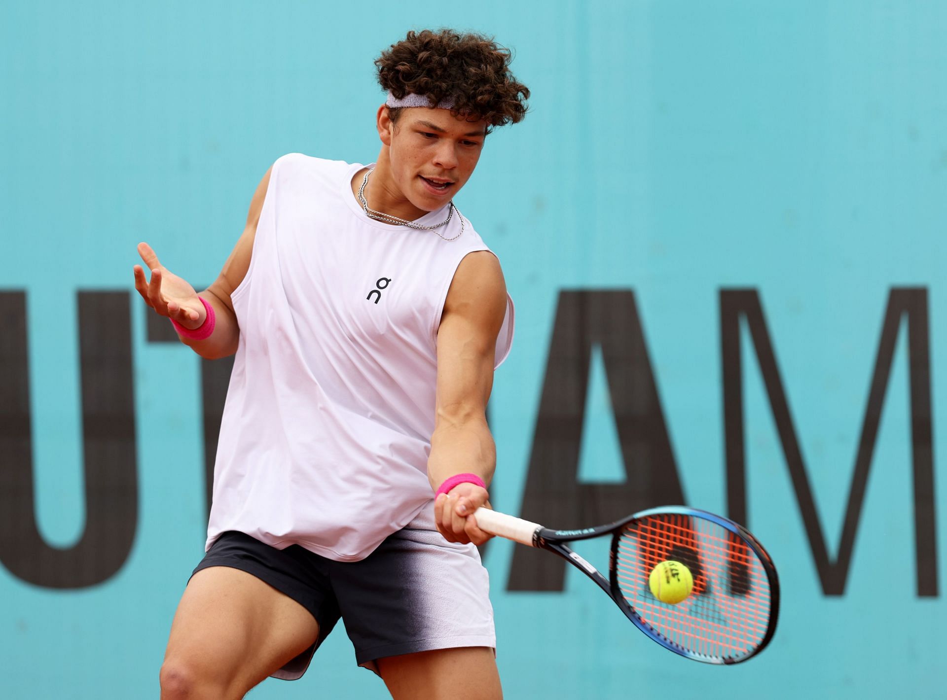 Ben Shelton competes at the 2023 Mutua Madrid Open.