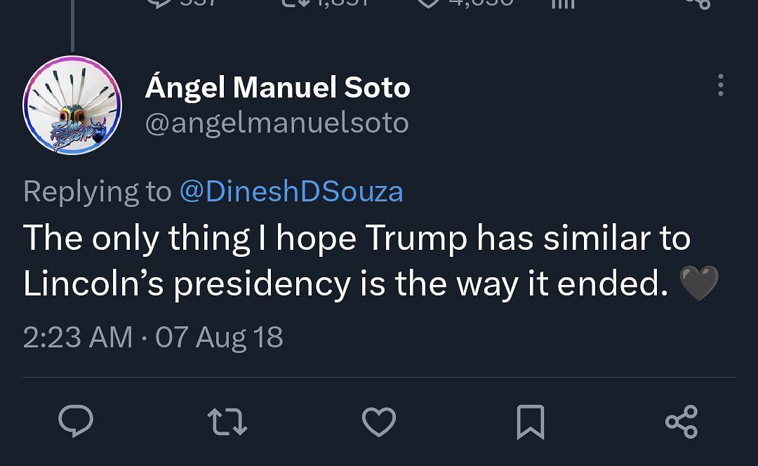 Director Angel Manuel Soto&rsquo;s deleted tweet (Image via DC)