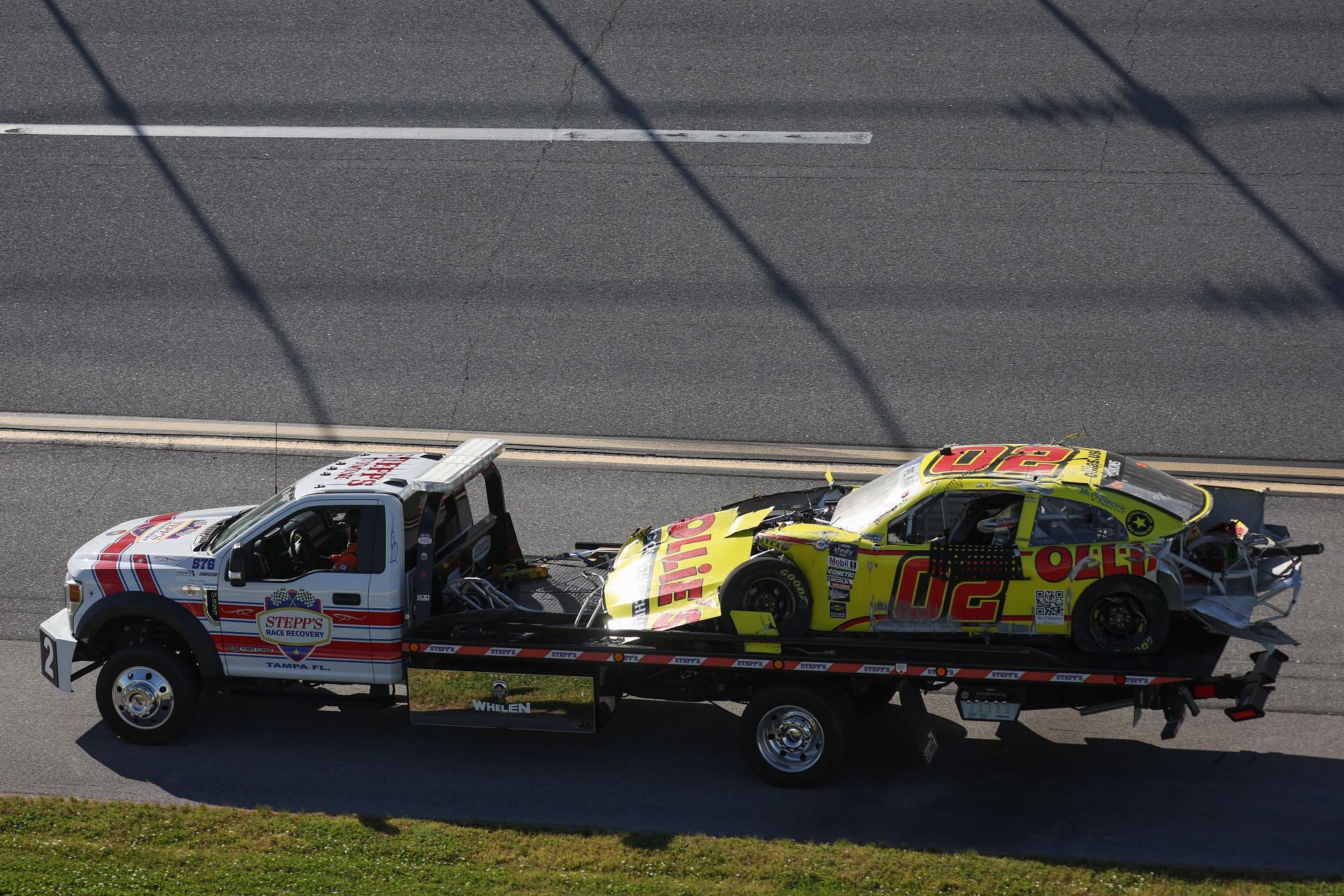 Blaine Perkins&#039; damaged #02 Chevrolet (Image via Getty)