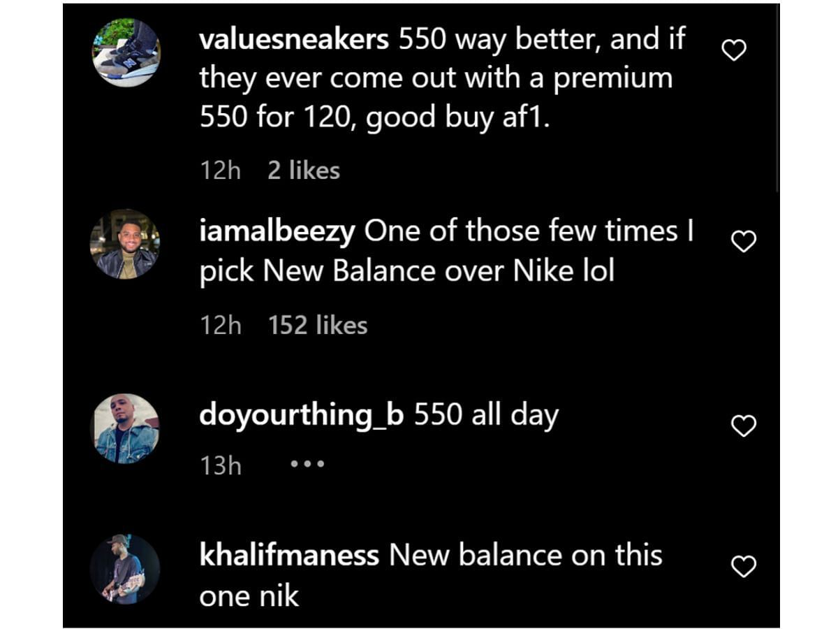 Fans choosing New Balance over Nike (Image via @sneakernews/Instagram)