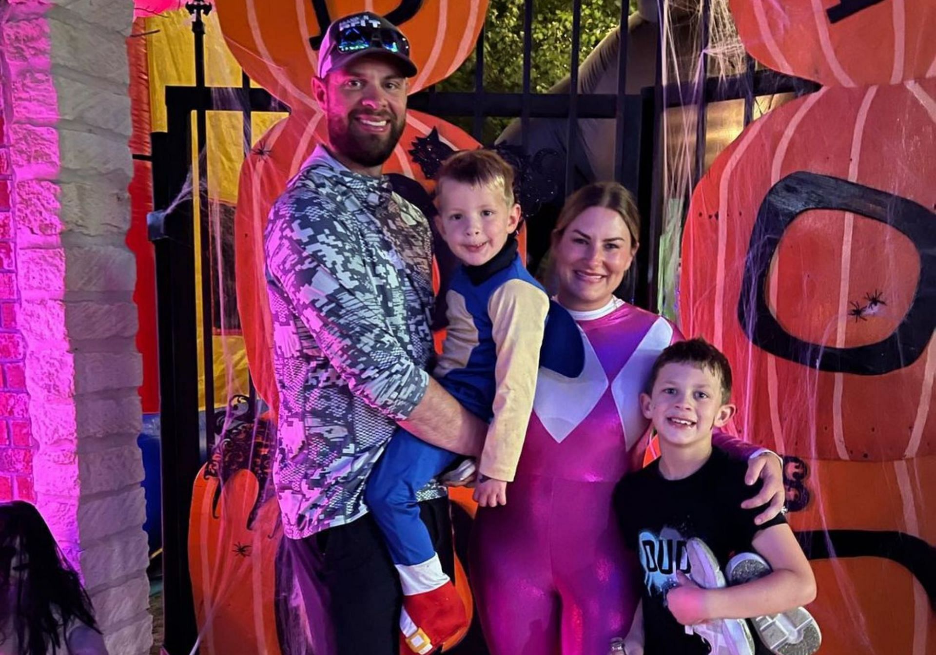 Brandon Belt with his wife and kids