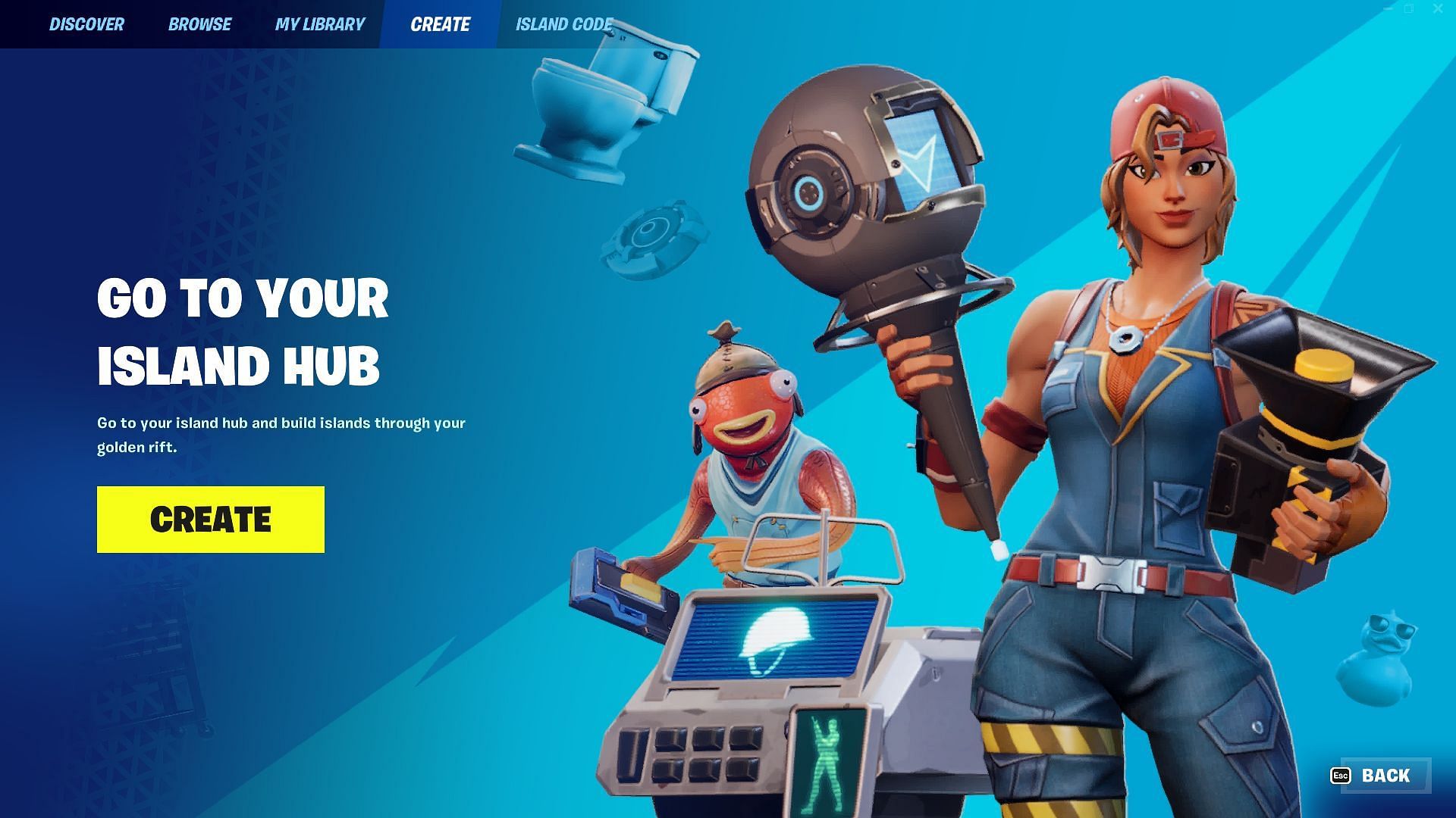 Navigate in-game to find the Create Tab (Image via Epic Games/Fortnite)