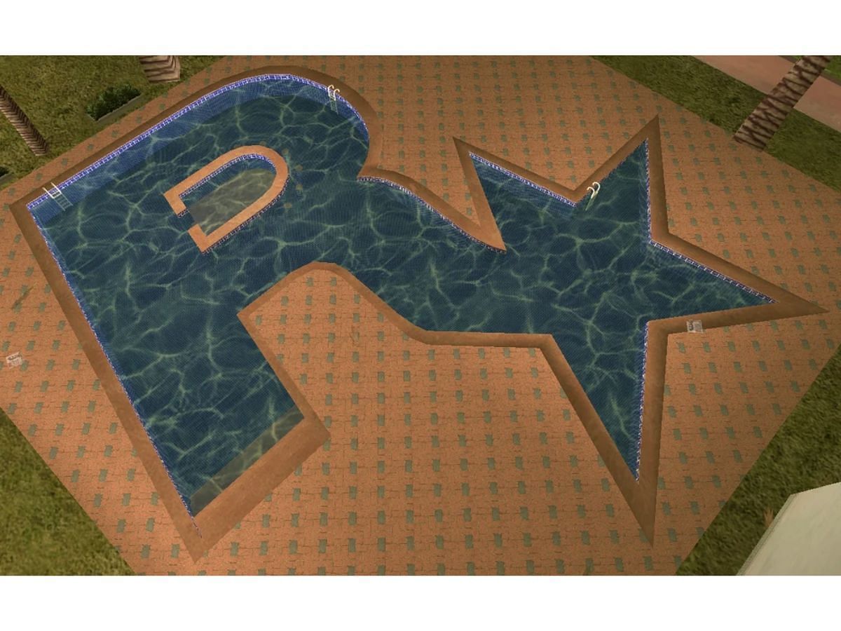 A Rockstar logo-shaped swimming pool in GTA Vice City (Image via GTA Wiki)