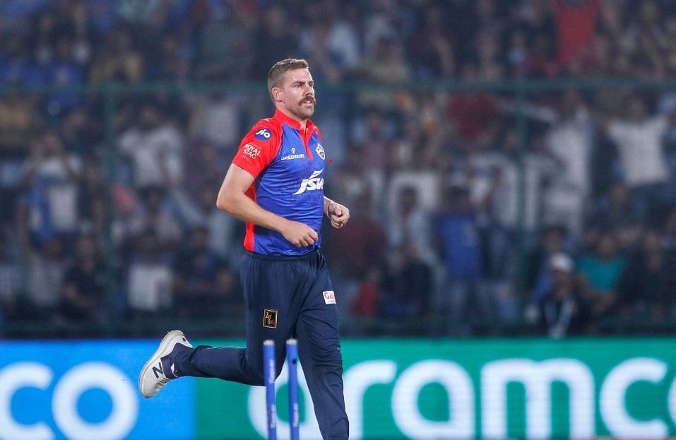 Anrich Nortje in action (Image Courtesy: Twitter/Delhi Capitals)