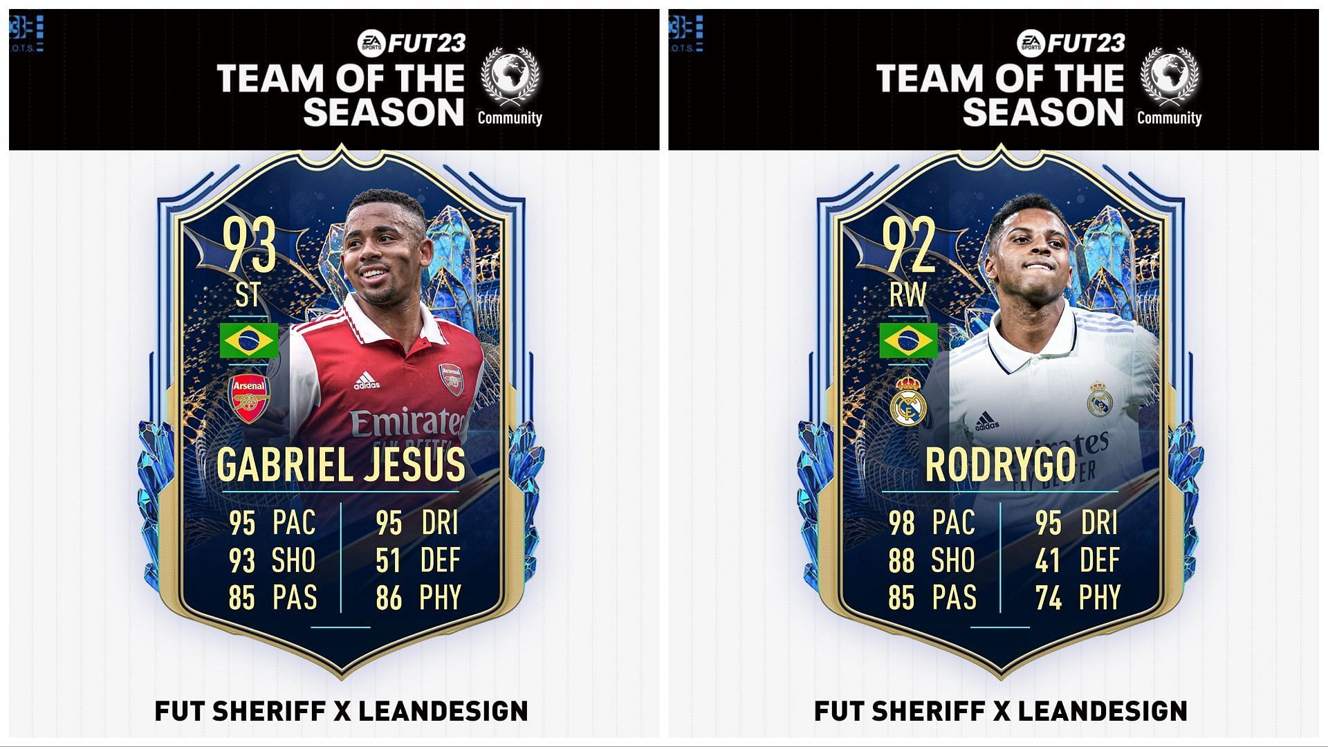 TOTS Jesus and Rodrygo have been leaked (Images via Twitter/FUT Sheriff)