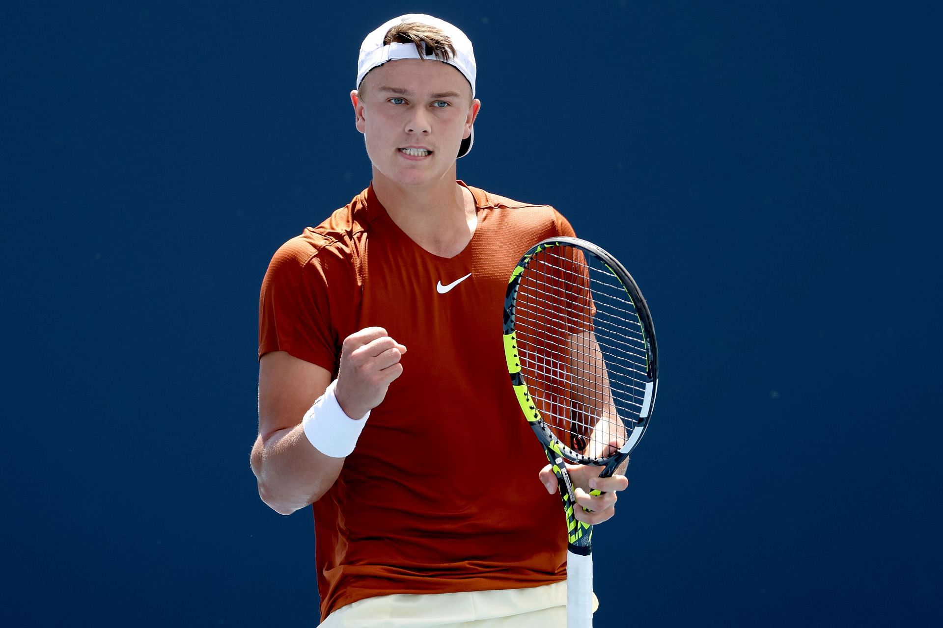 Holger Rune pictured at the 2023 Miami Open - Day 8.