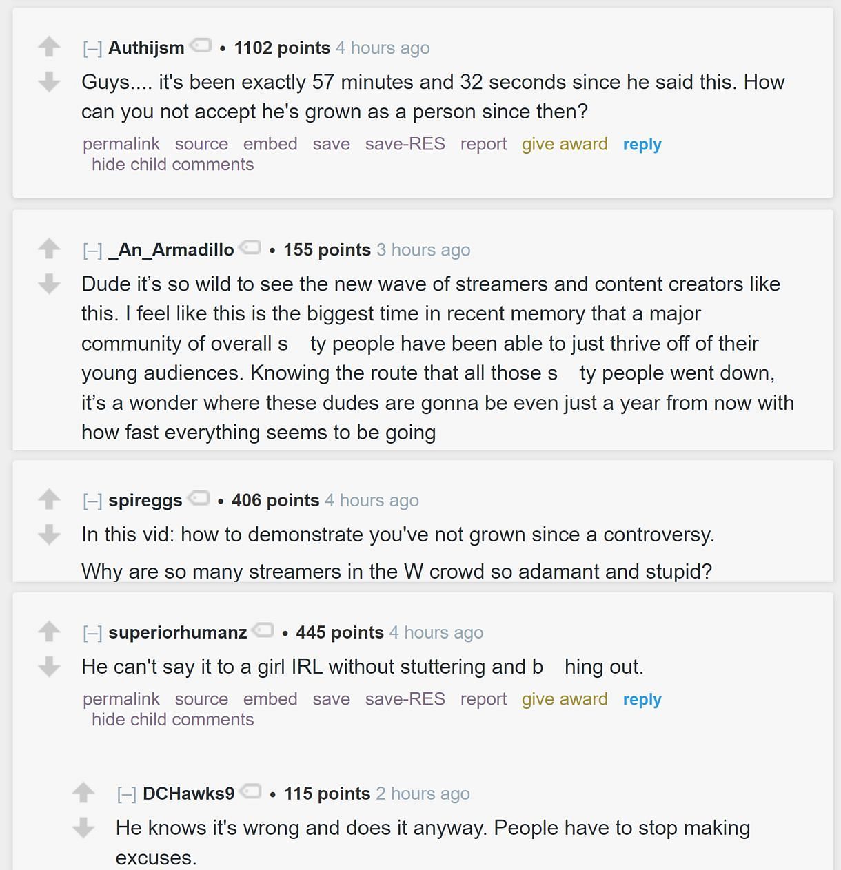 Redditors sharing their thoughts on the streamer&#039;s clip 2/2 (Image via r/LivestreamFail)