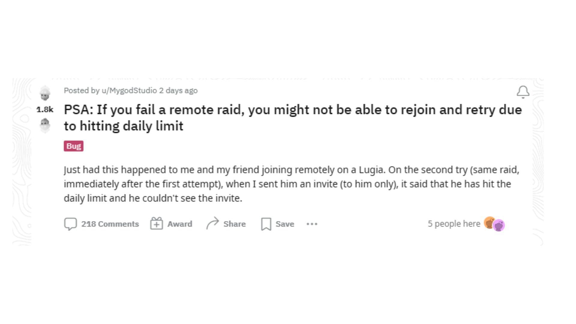 A fan posted a remote raid bug incident in the recent Lugia raid hour. (Image via Reddit)