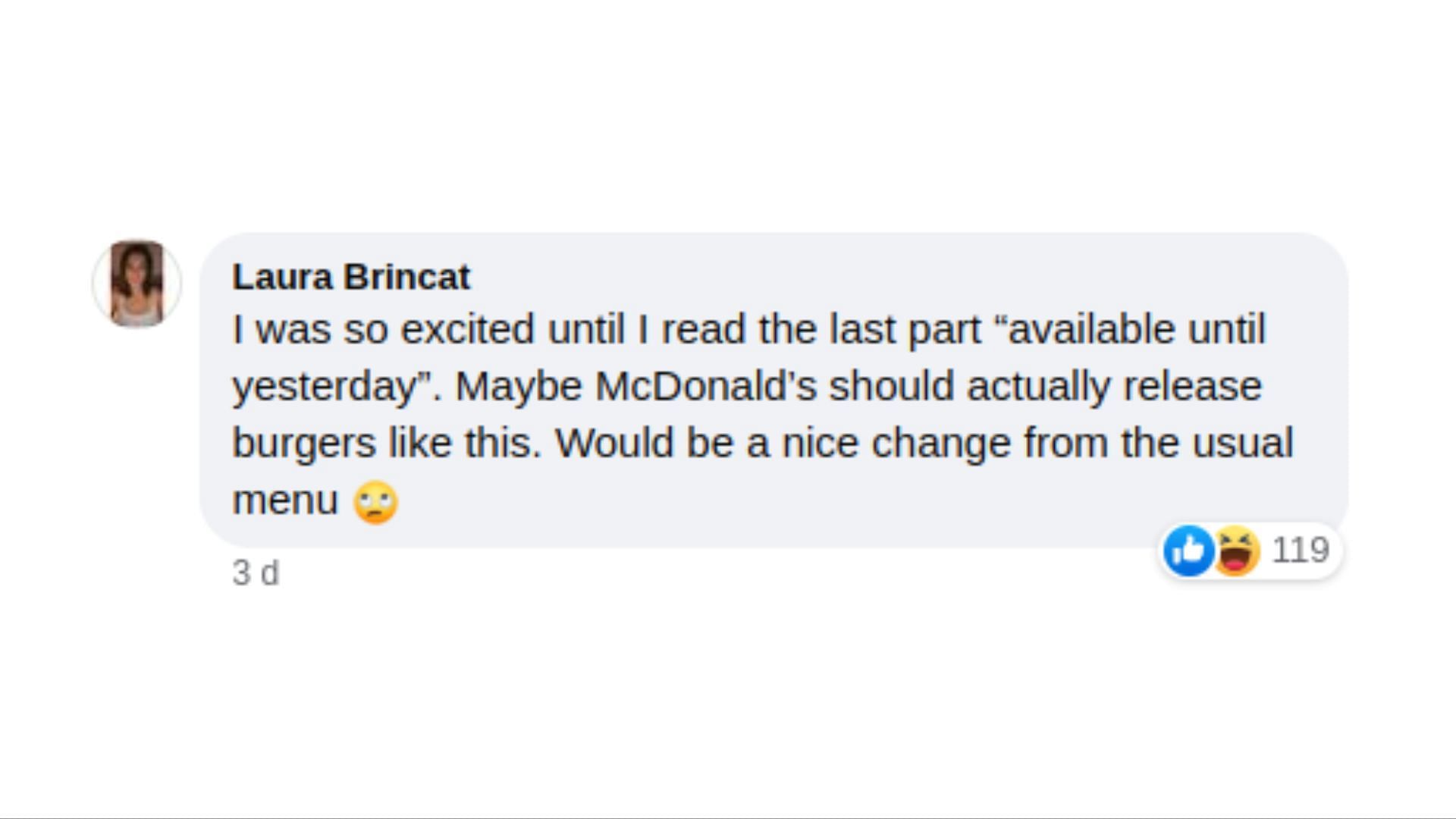 Comments on the official post (Image via @McDonaldsAU/Facebook)