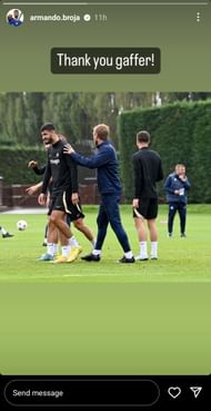 Armando Broja's Instagram story for Potter.