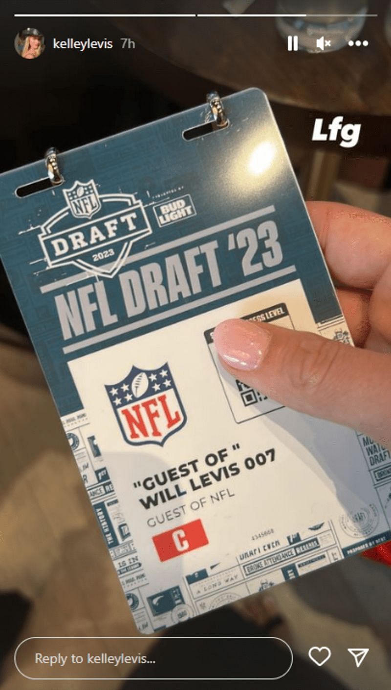 Kelley Levis posted her 2023 NFL Draft pass as 