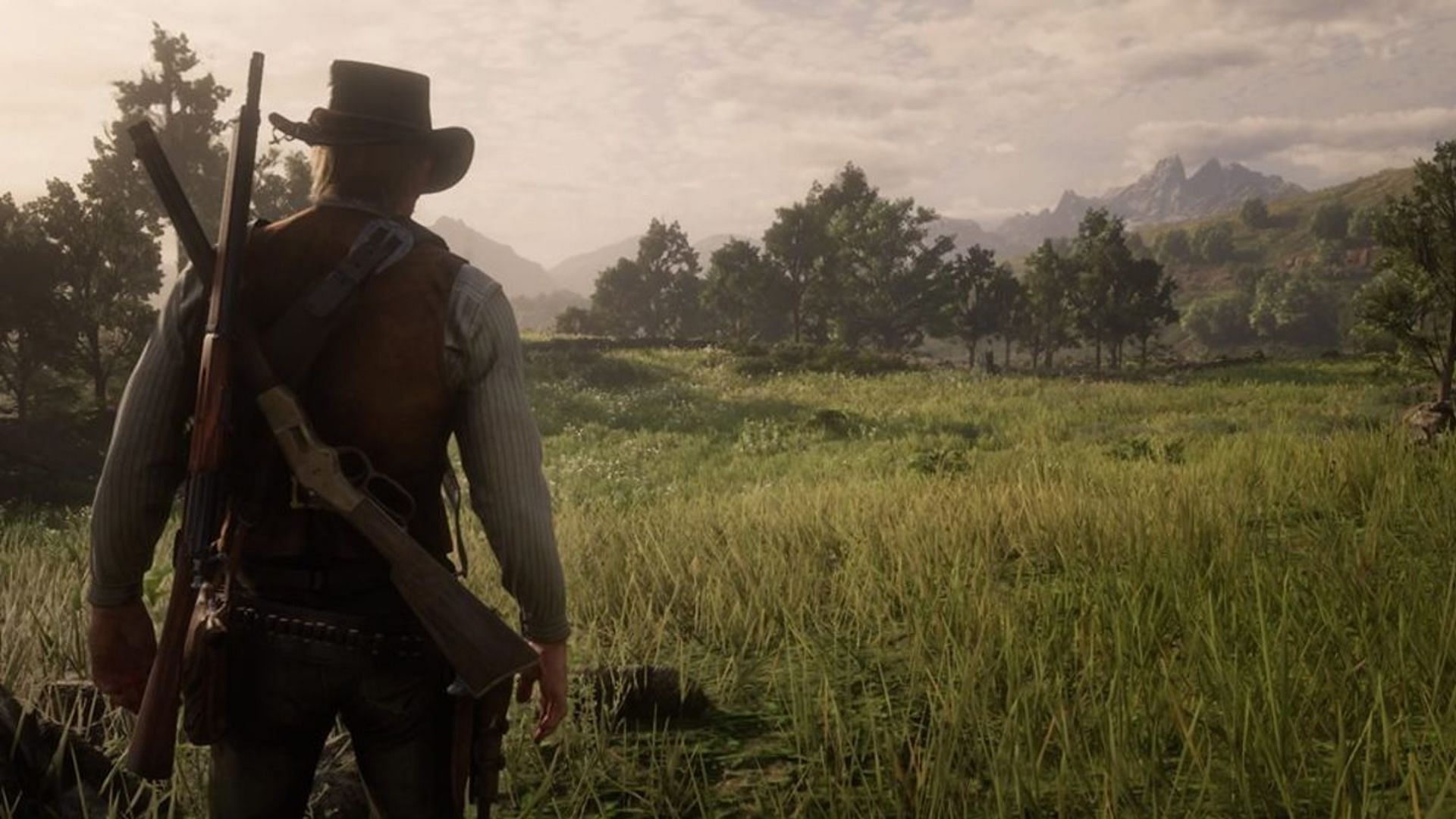 Red Dead Redemption 2 allows players to have guns on their backs (Image via Rockstar Games)