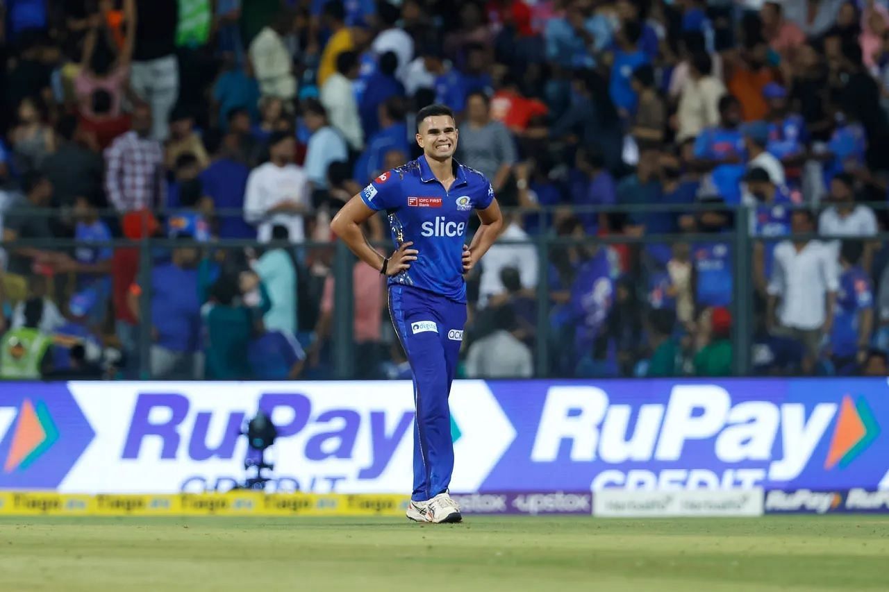 Arjun Tendulkar was carted all around the park in the third over he bowled. [P/C: iplt20.com]