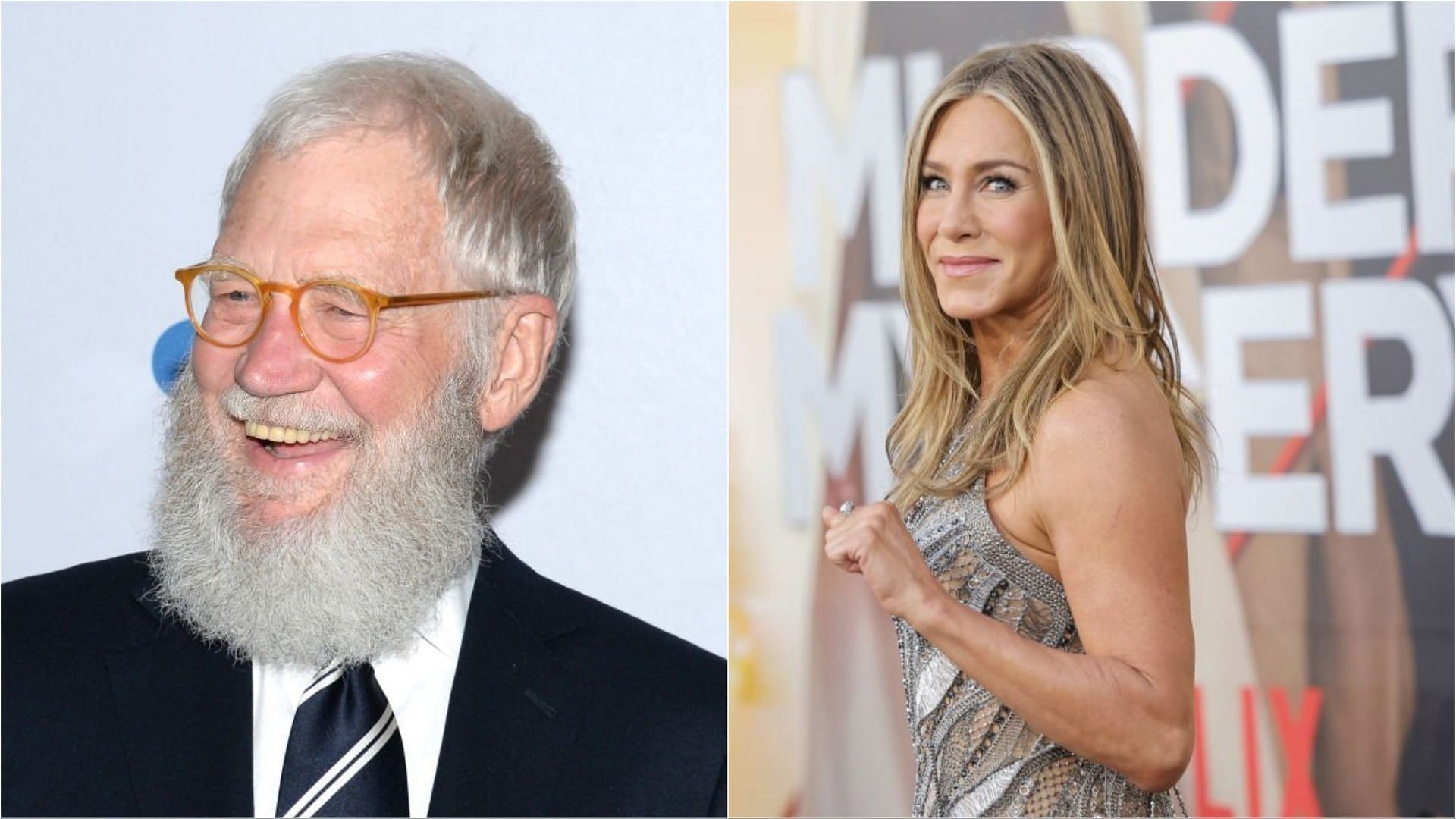 A video of David Letterman and Jennifer Aniston has gone viral on social media platforms (Images via Andrew Toth and Amy Sussman/Getty Images)