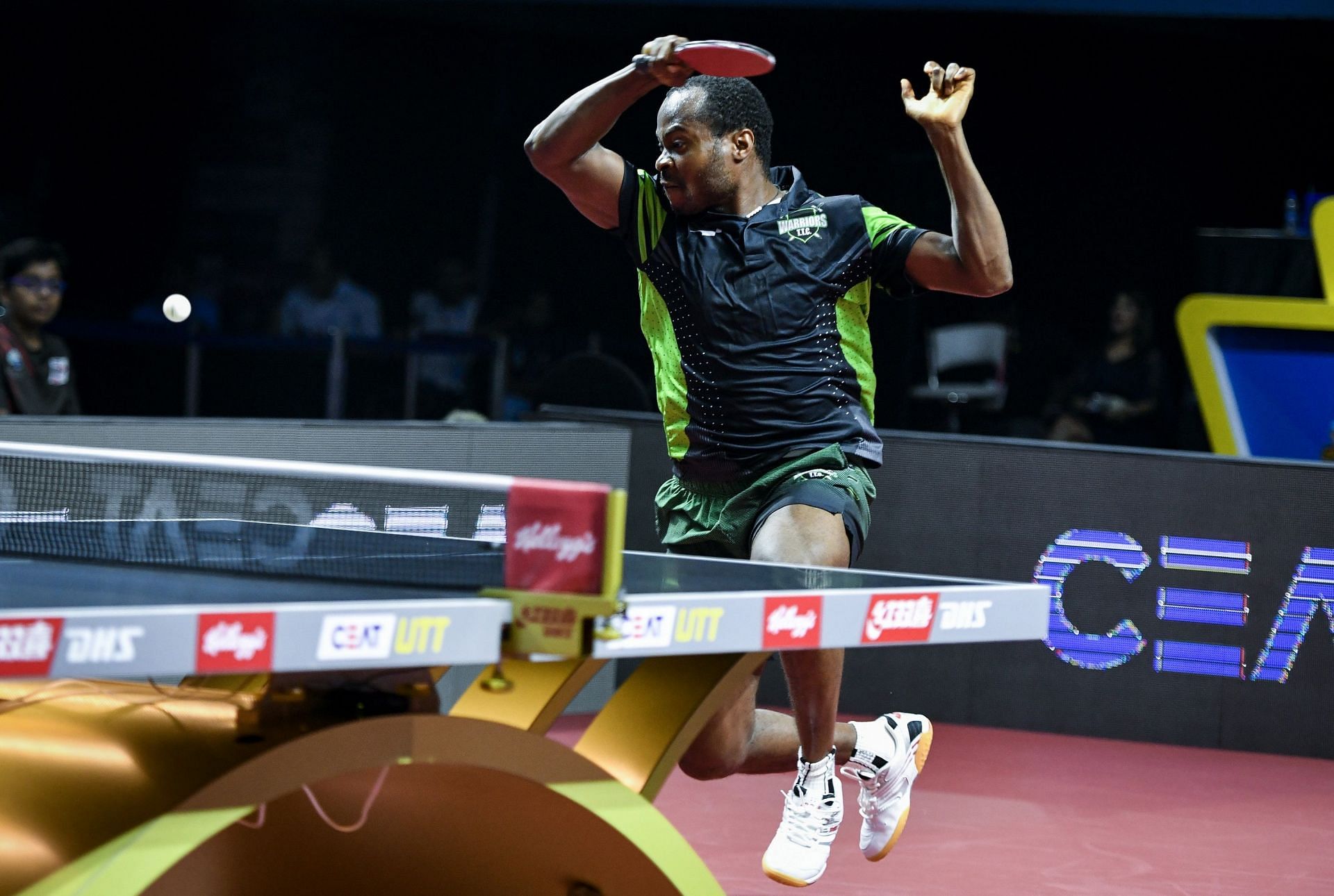 Quadri Aruna in action at the Ultimate Table Tennis League.