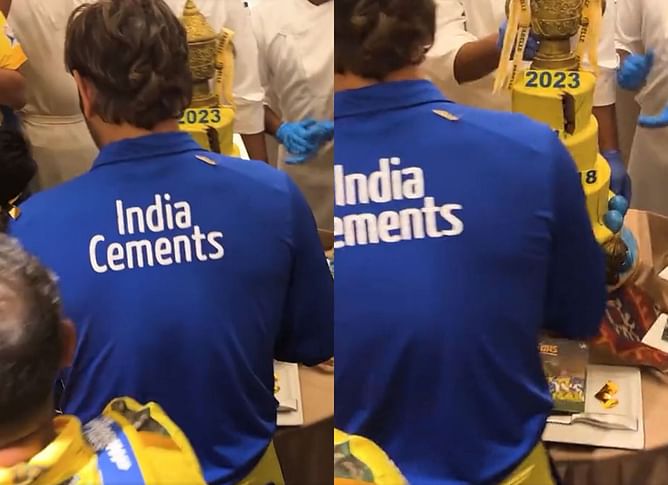 [Watch] "The Kings Victory March!" - MS Dhoni cuts a large cake as CSK players celebrate in hotel after winning IPL 2023 final vs GT