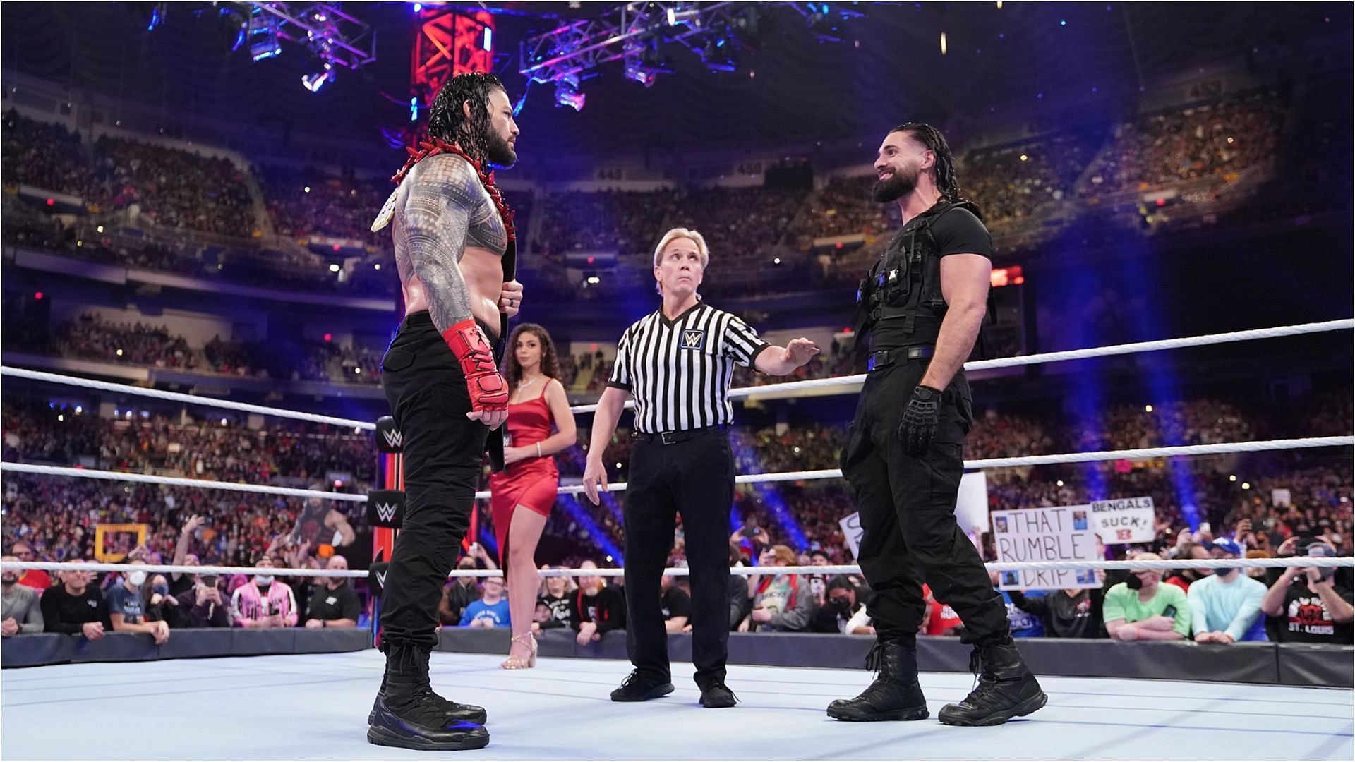 Rollins defeated Reigns at Royal Rumble 2022 by disqualification