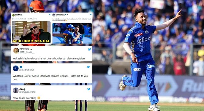"New death over king" - Fans erupt as Akash Madhwal takes four-wicket haul in must-win game for MI against SRH