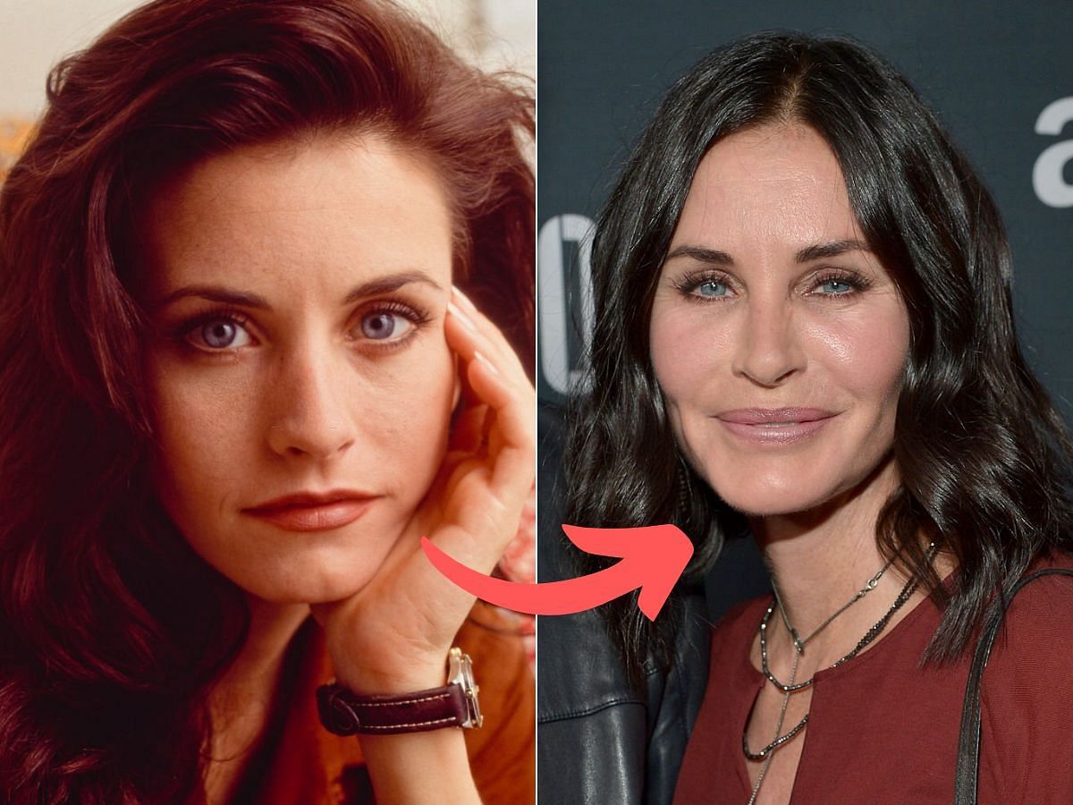 Stills of Courtney Cox before (left) and after (right) plastic surgery (Images Via Getty Images)