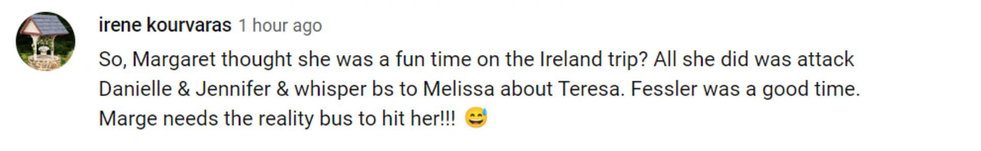 Fans slam Margaret for her comments about Danielle on RHONJ (Image via YouTube)