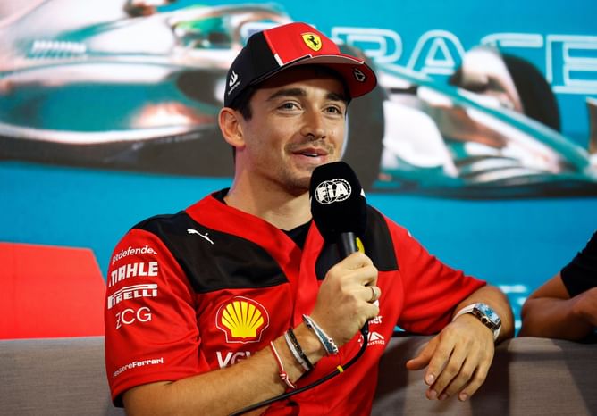 Why does Charles Leclerc wear red pants on the Saturday of an F1 race weekend?
