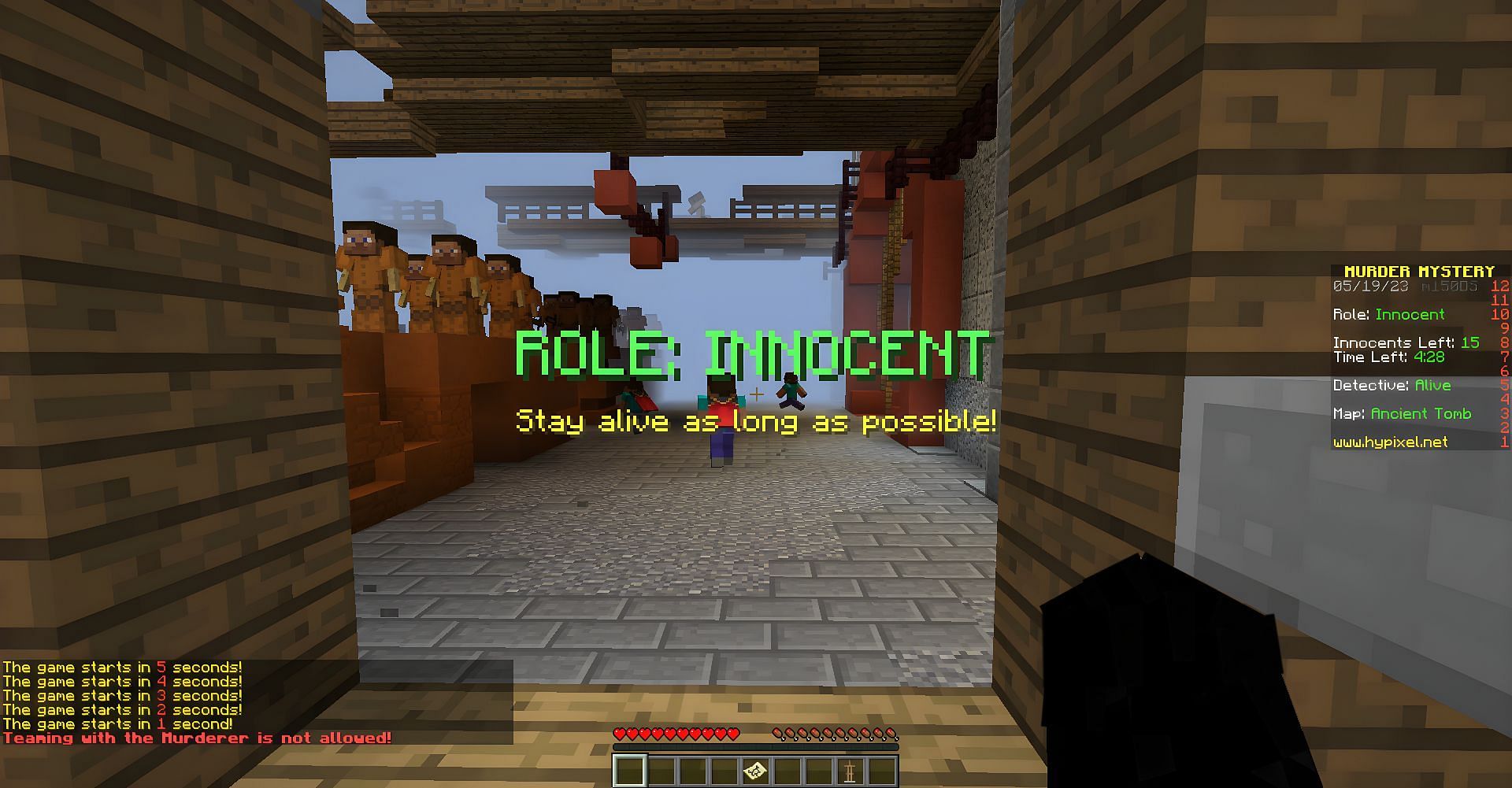 Hypixel is the most-played Murder Mystery server (Image via Mojang)
