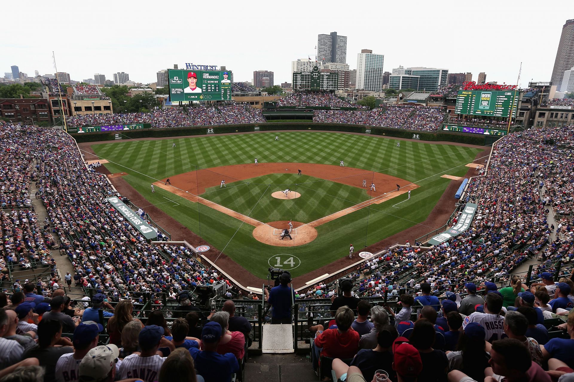 A general view of Wrigley Field as the Chicago Cubs take on the Philadelphia Phillies on July 26, 2015 in Chicago, Illinois. The Phillies defeated the Cubs 11-5. (Photo by Jonathan Daniel/Getty Images)