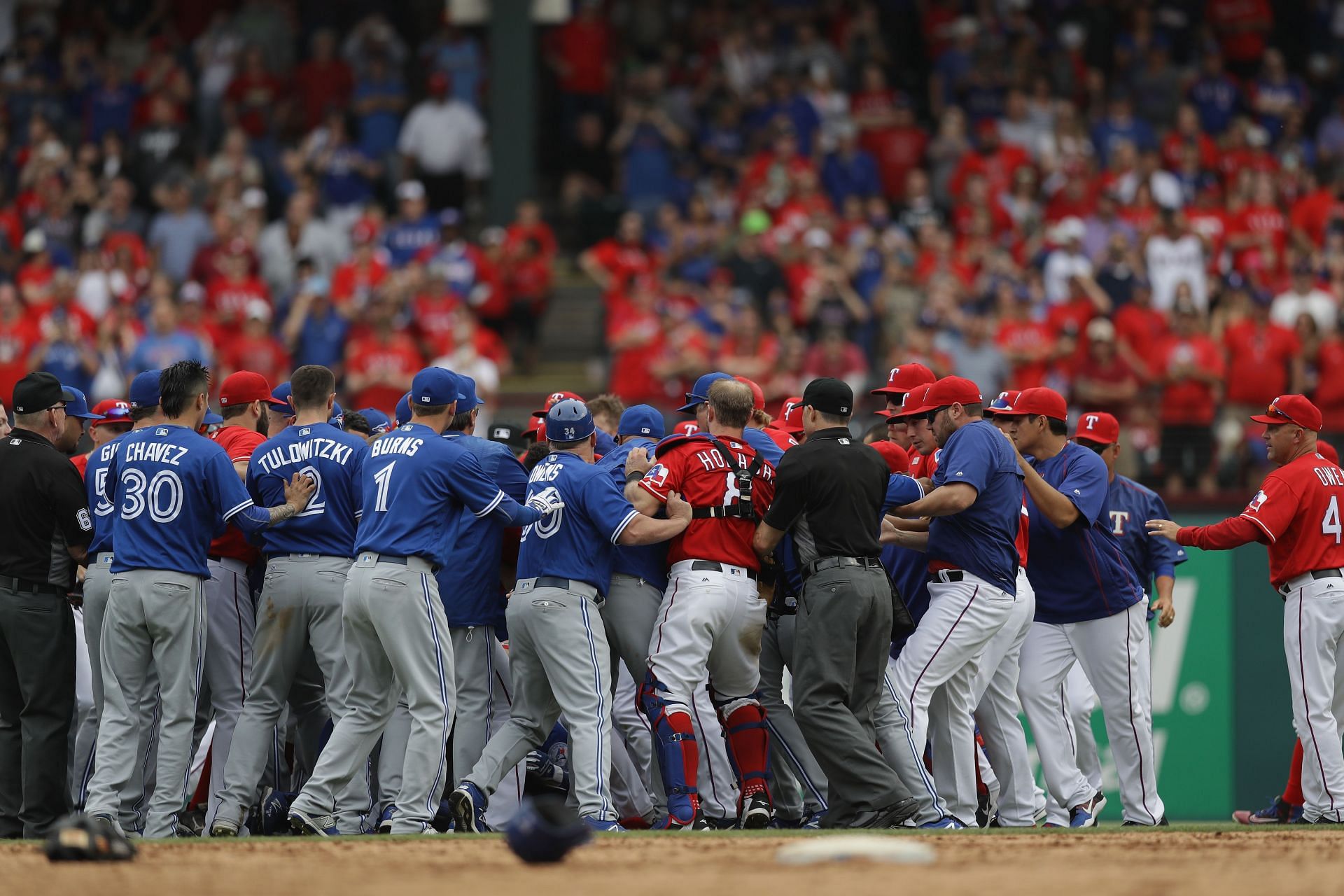 When Jose Bautista shot back after Rougned Odor clash that set off iconic  bench-clearing brawl