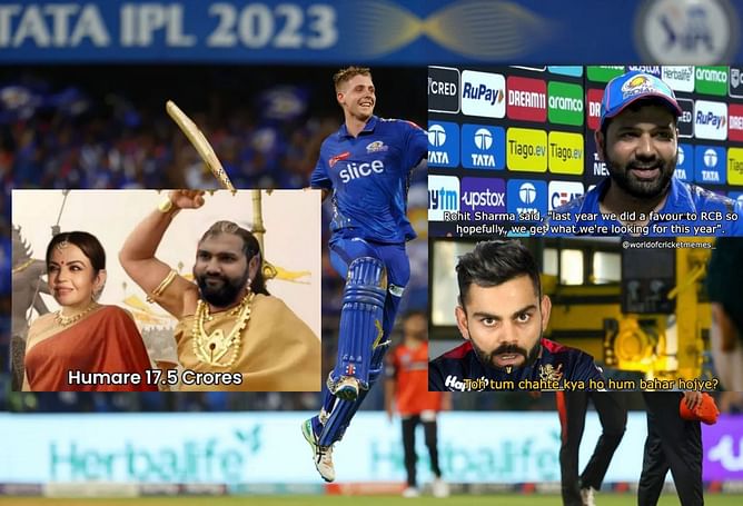"Humare 17.5 cr"- Top 10 funny memes as MI beat SRH convincingly to keep their playoff hopes alive in IPL 2023