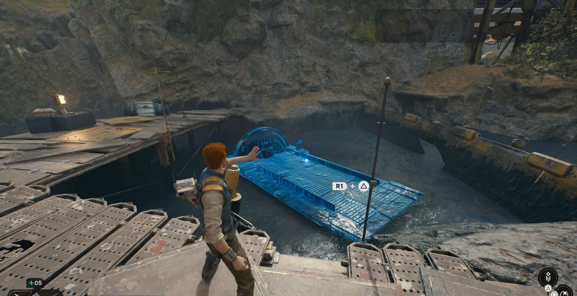 Use the Lift ability to pull the droid&#039;s ship out of the tar (Image via Electronic Arts)