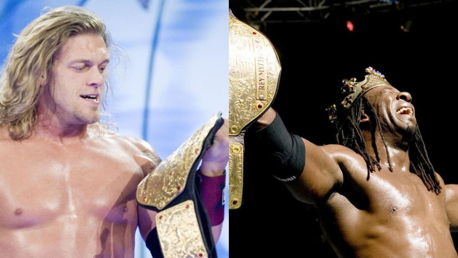 Edge and Booker T won the WWE World Heavyweight Championship several months apart.