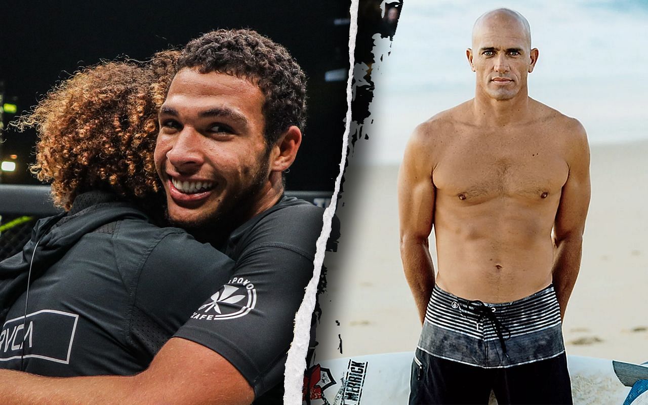 The Ruotolo twins (Left) are big fans of surfing legend Kelly Slater (Right)