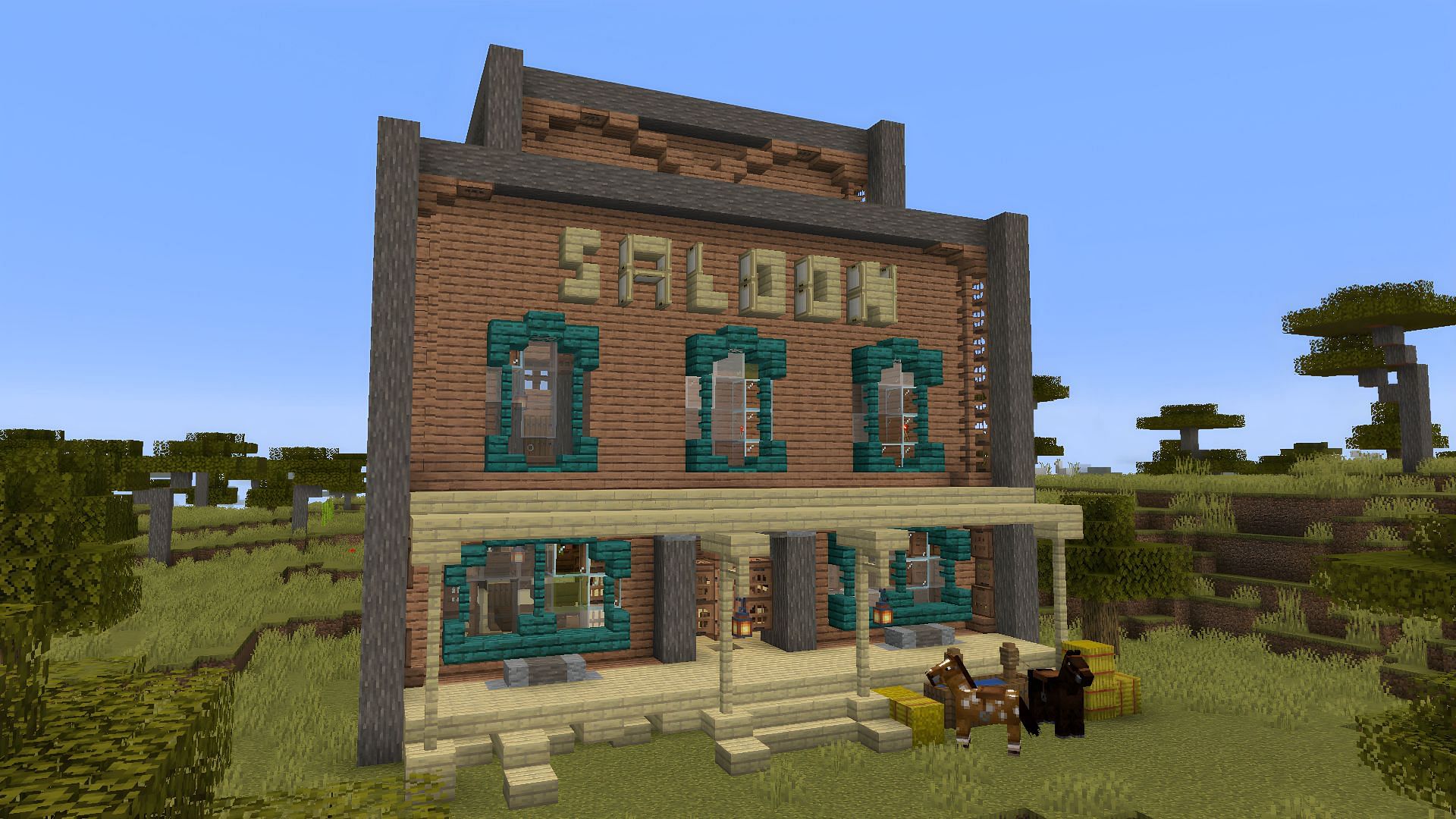 Saloon builds make for nice builds in Minecraft (Image via Reddit/u/LateNightSquad)