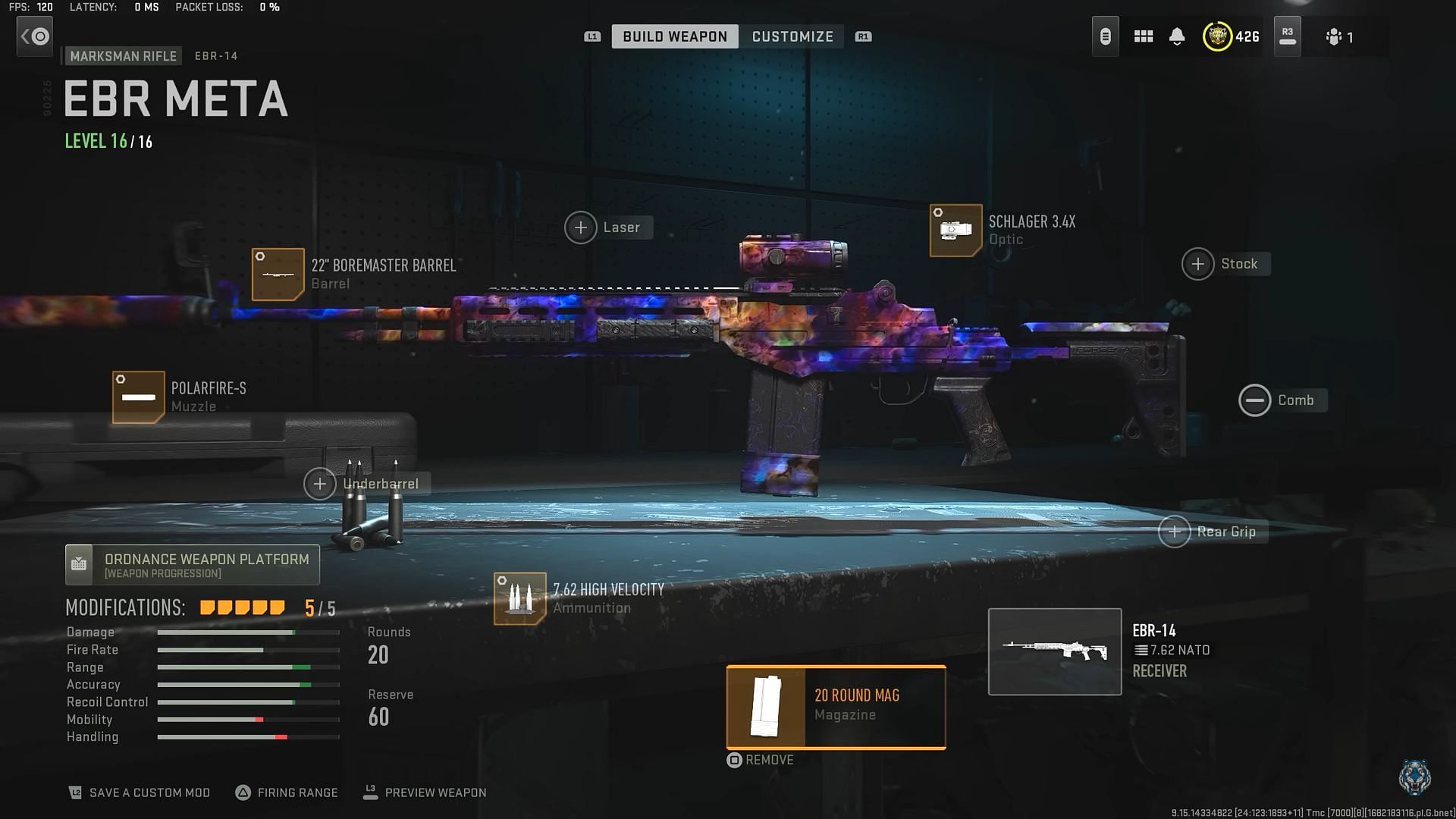 EBR-14 loadout for Warzone 2 (Image via Activision and YouTube/WhosImmortal)