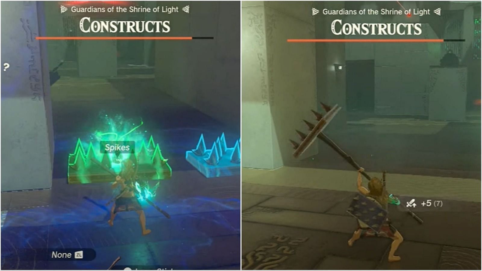 Players can merge these spikes traps with their weapons (Image via The Legend of Zelda Tears of the Kingdom)