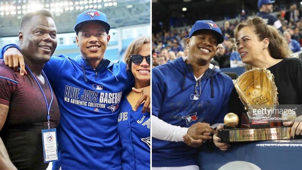 Adlin Auffant, mother of Toronto Blue Jays pitcher Marcus Stroman, throws  out the ceremonial first pitch prior to a baseball game against the Chicago  White Sox in Toronto, Sunday, May 12, 2019. (