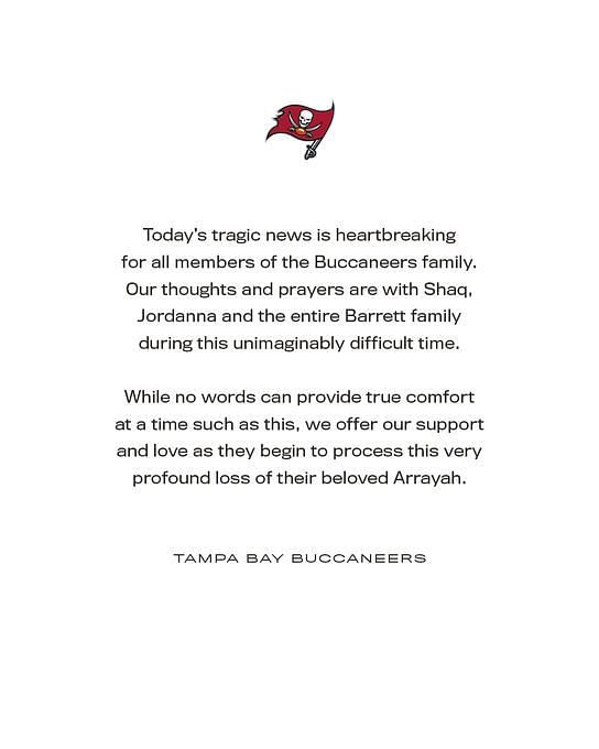 Daughter of Buccaneers LB Shaq Barrett drowns in family pool