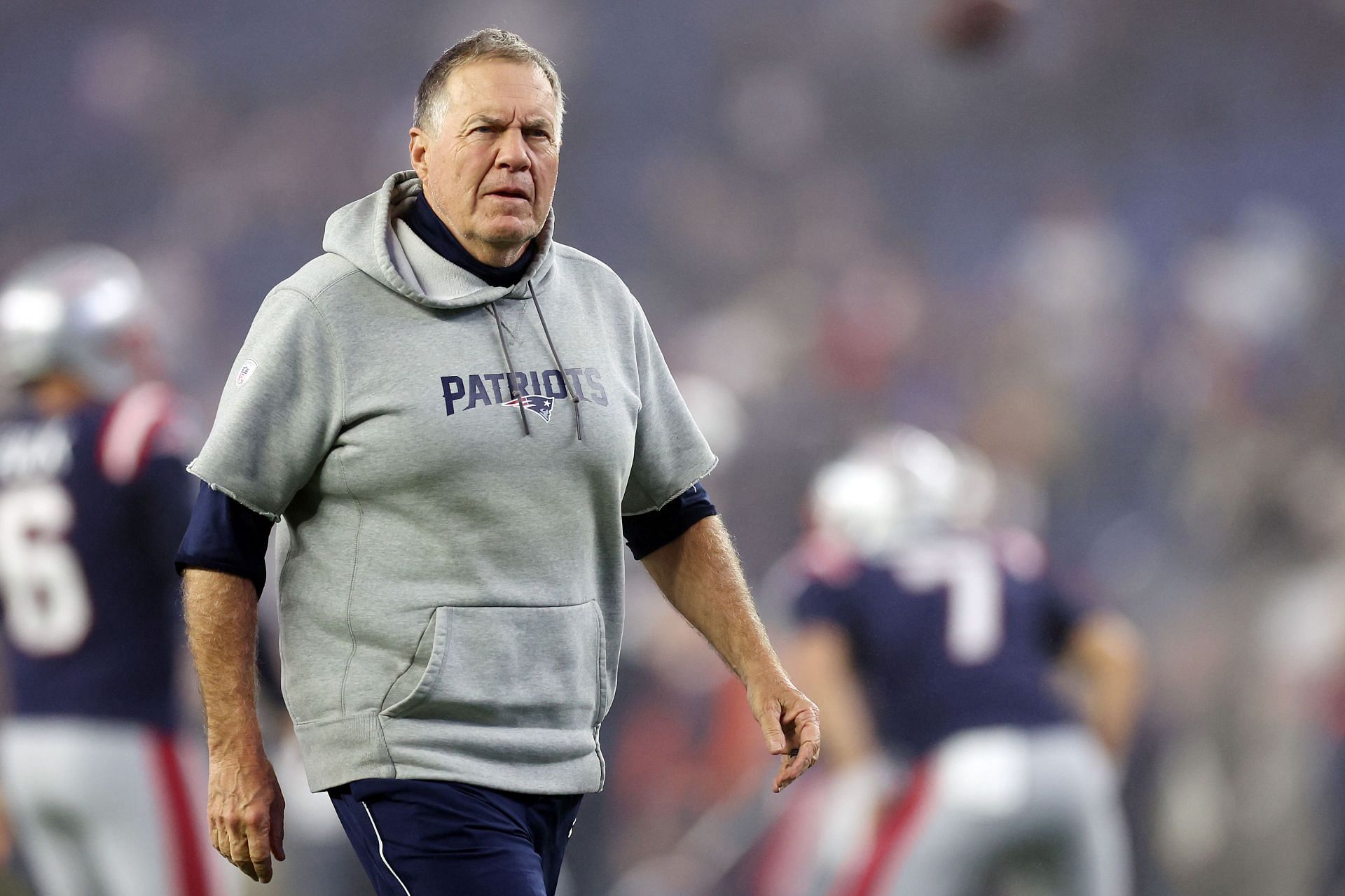 Bill Belichick during Chicago Bears v New England Patriots