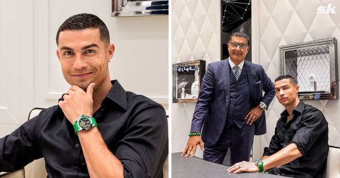 Cristiano Ronaldo reacts as he receives incredible £92,000 time piece from luxury watch maker