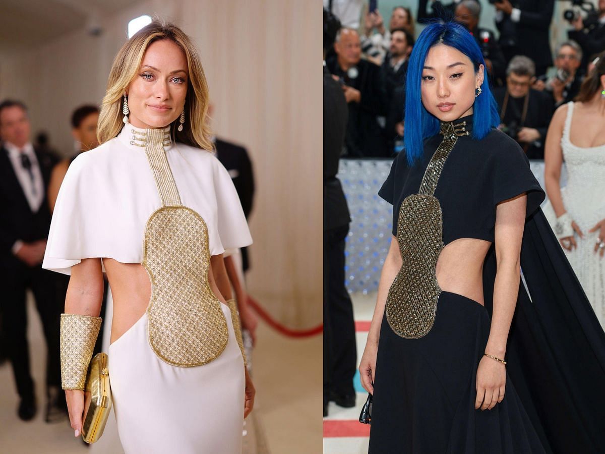 Olivia Wilde and Margaret Zhang sported similar dresses for the event (Image via Twitter/@mutluol_lady)