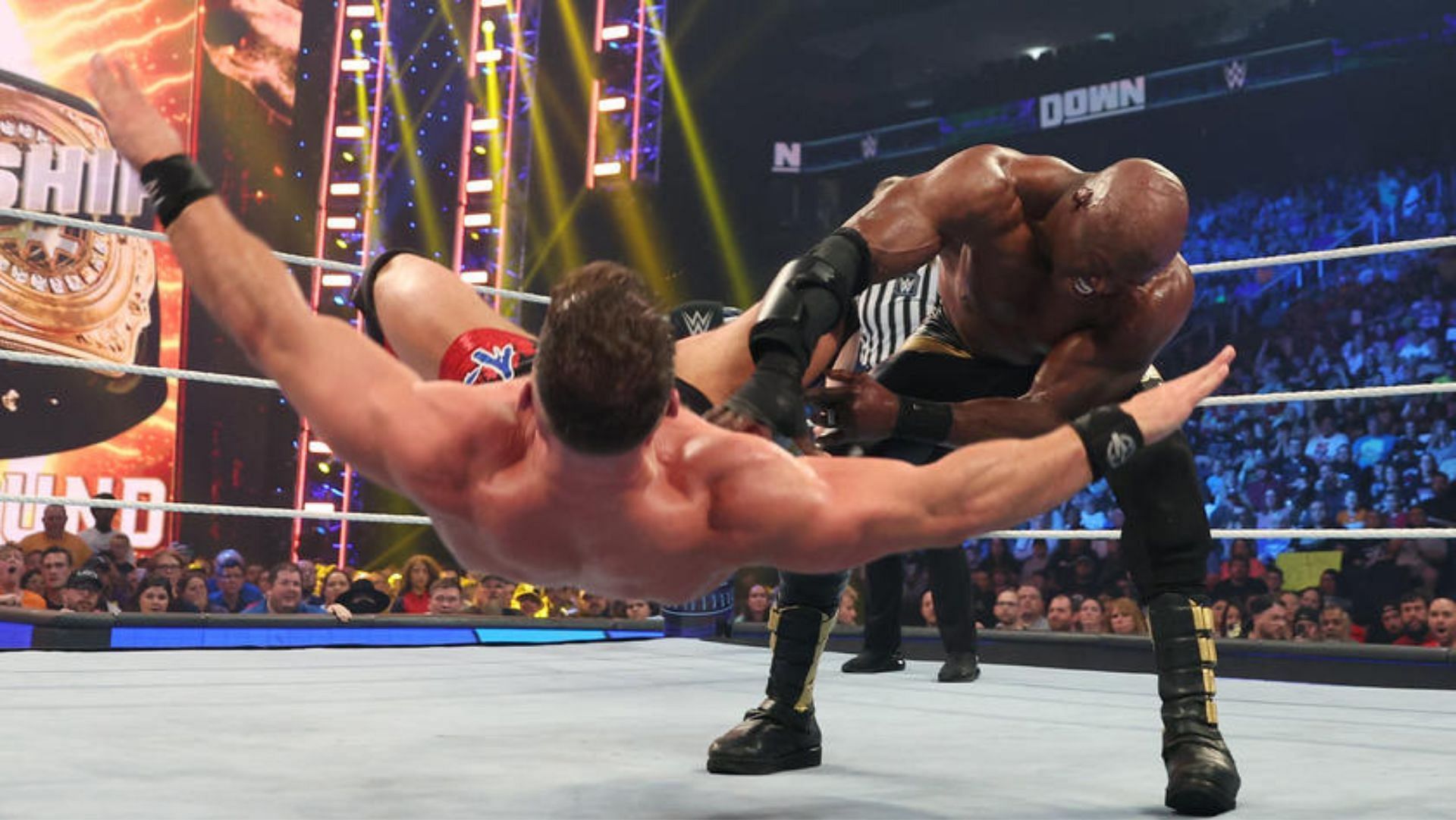 Bobby Lashley went up against Austin Theory and Sheamus on SmackDown