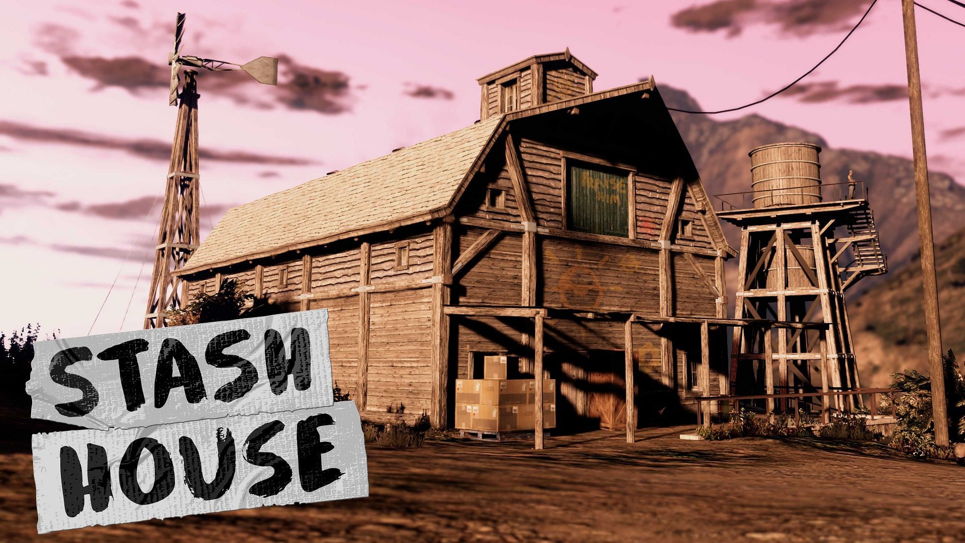 A promotional image featuring a Stash House (Image via Rockstar Games)