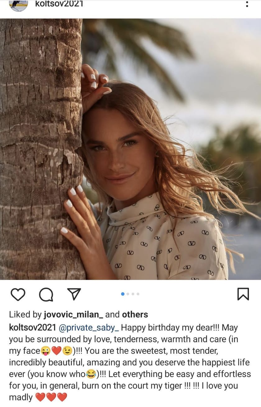 Aryna Sabalenka's boyfriend Konstantin Koltsov sends touching message