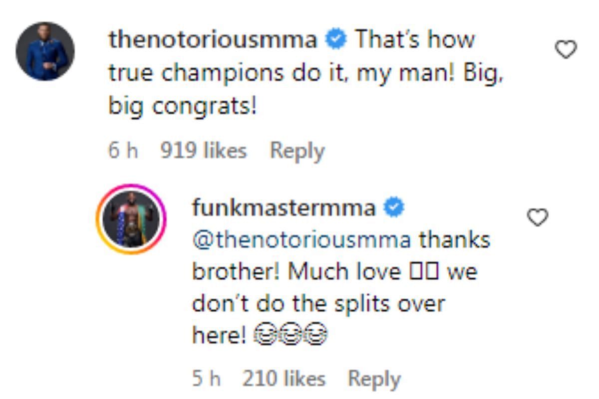 Conor McGregor showed support for Aljamain Sterling on Instagram