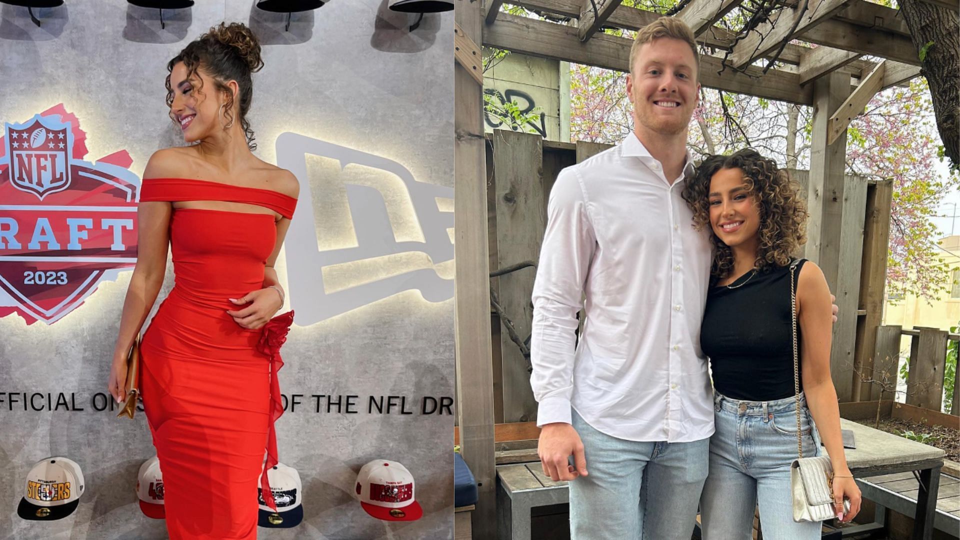 Gia Duddy (L) supporting her boyfriend, Titans QB Will Levis, at the rookie premiere