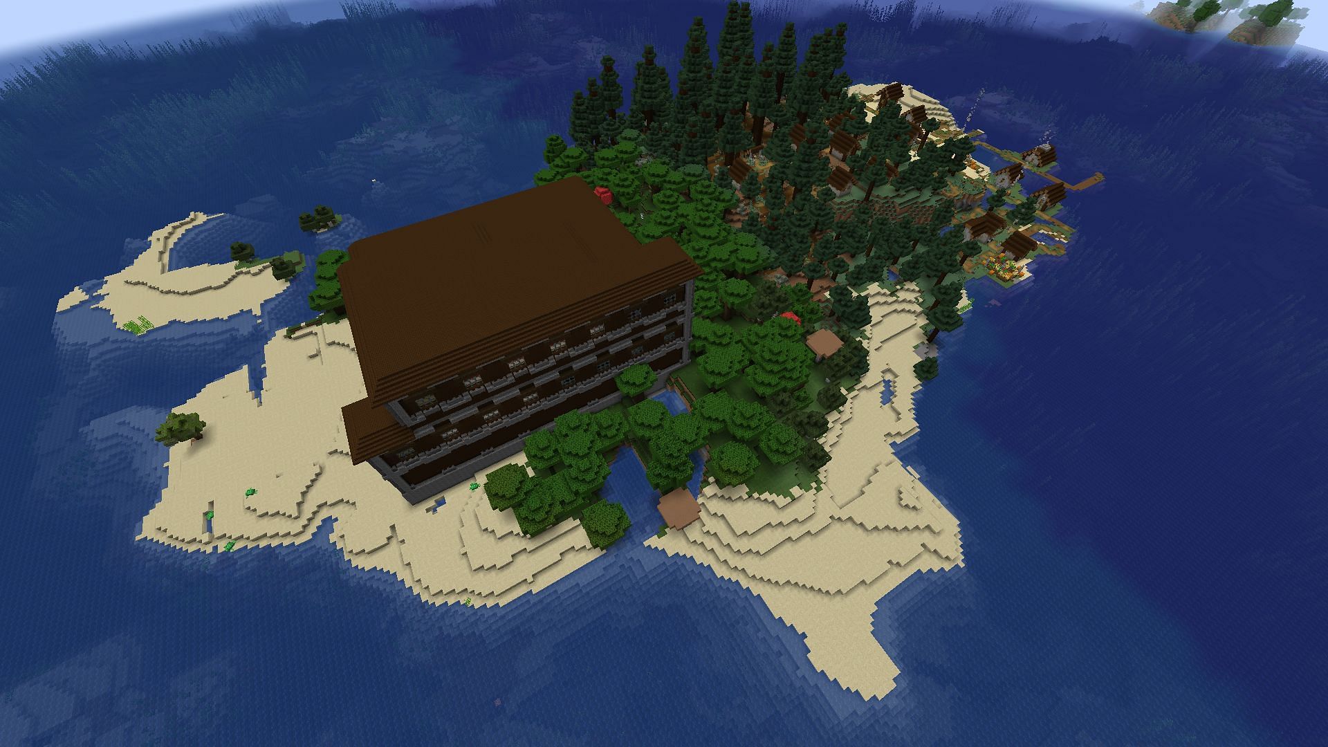 This Minecraft seed offers a survival island with its own dangers and refuges (Image via Mojang)