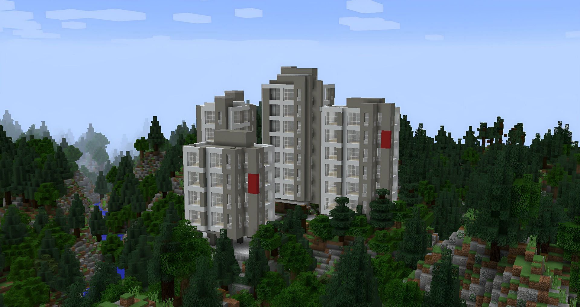 Minecraft apartment buildings can be made to look just like real life (Image via Reddit/u/tannerge)