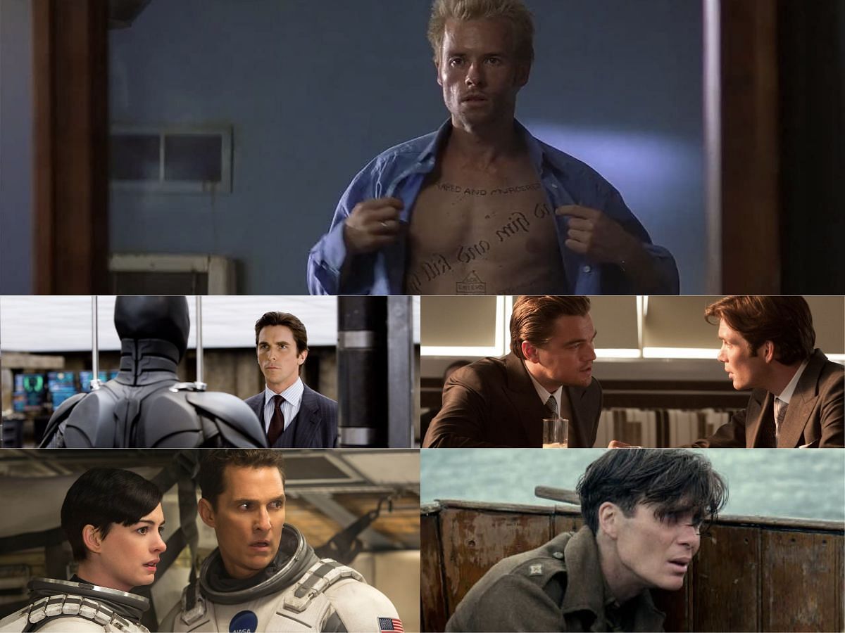 Collage of scenes from Christopher Nolan movies (images via IMDB)